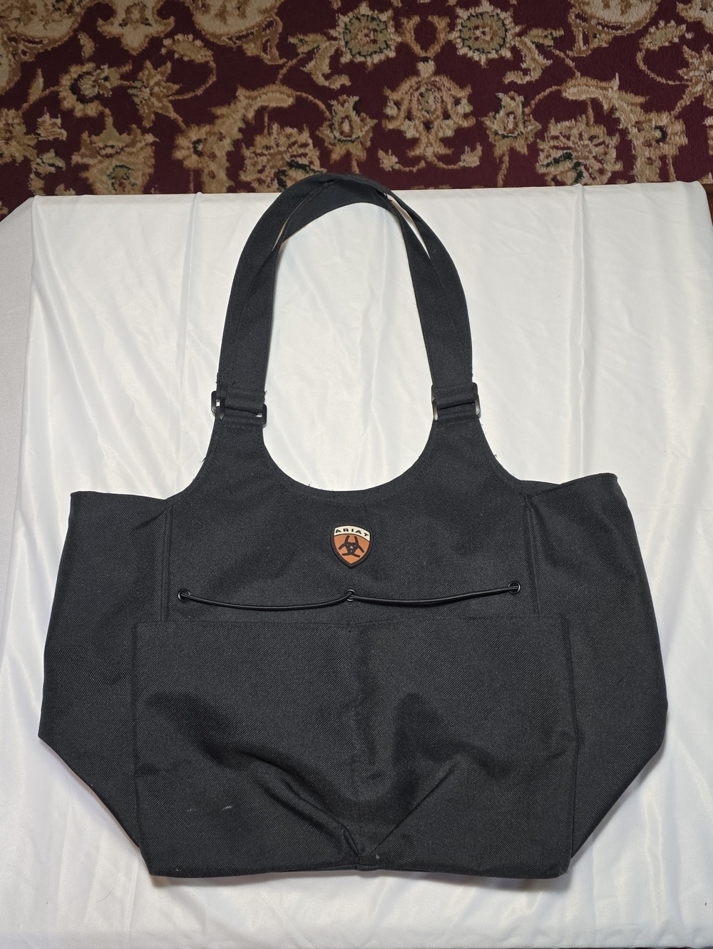 Black Tote with Shield Crest - Sleek Everyday Carry